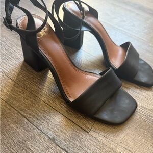 Gianni Bini Black Strappy Block Heels
